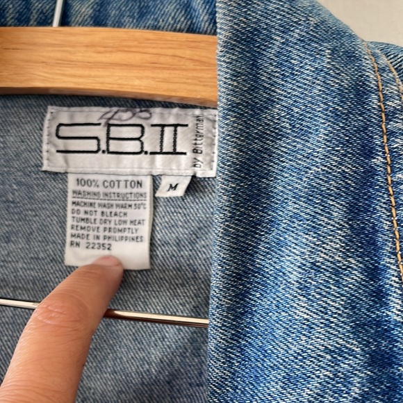 S.B.II Bitterman Jean Jacket Vintage 80’s 90’s Oversized M Medium Shoulder Pad - Picture 3 of 6